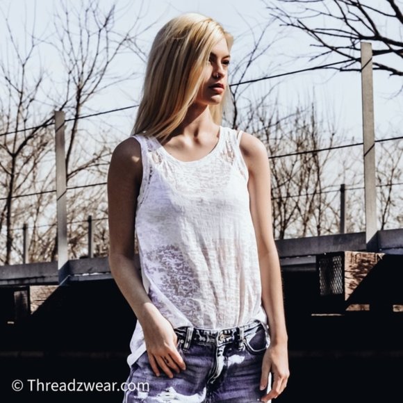 🎀🎀BASIC BURNOUT RACERBACK TANK TOP - Picture 2 of 8